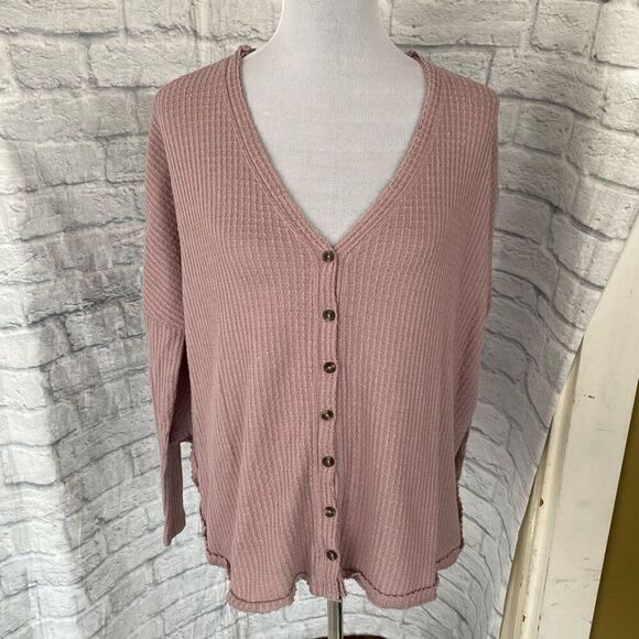 Urban Outfitters Out from Under women XS waffle texture v-cut batwing top - Picture 1 of 9